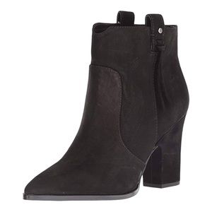 SAM Edelman Niomi Suede Leather Pointed Toe Heeled Ankle Boots Black Sz 7.5